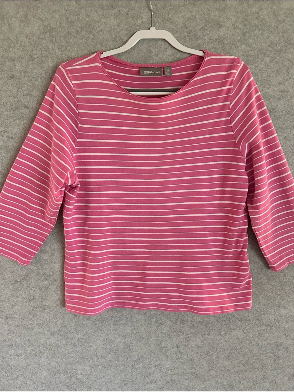 Croft & barrow Pink Striped Boatneck Women's Top